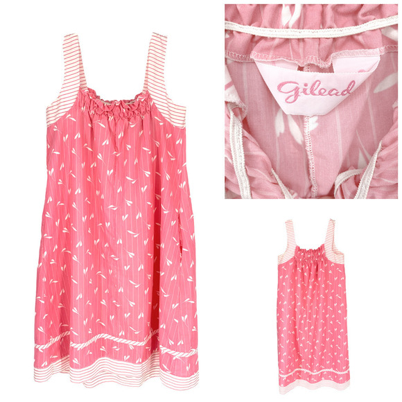 Vintage Gilead Sz M Pink Mixed Print Sleeveless House Patio Lounge Dress Gown - Picture 1 of 7